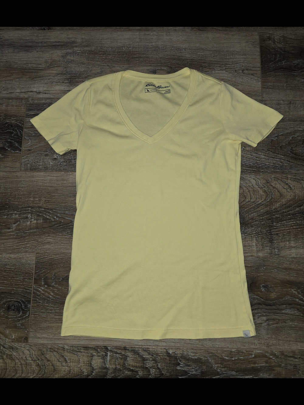 Eddie Bauer Yellow Shirt Womens Small V Neck Outdoor Short Sleeve NWT Tee